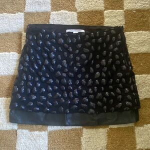 DIANE VON FURSTENBERG DVF  Brown "Elley Puffy" Sequin & Leather Trimmed